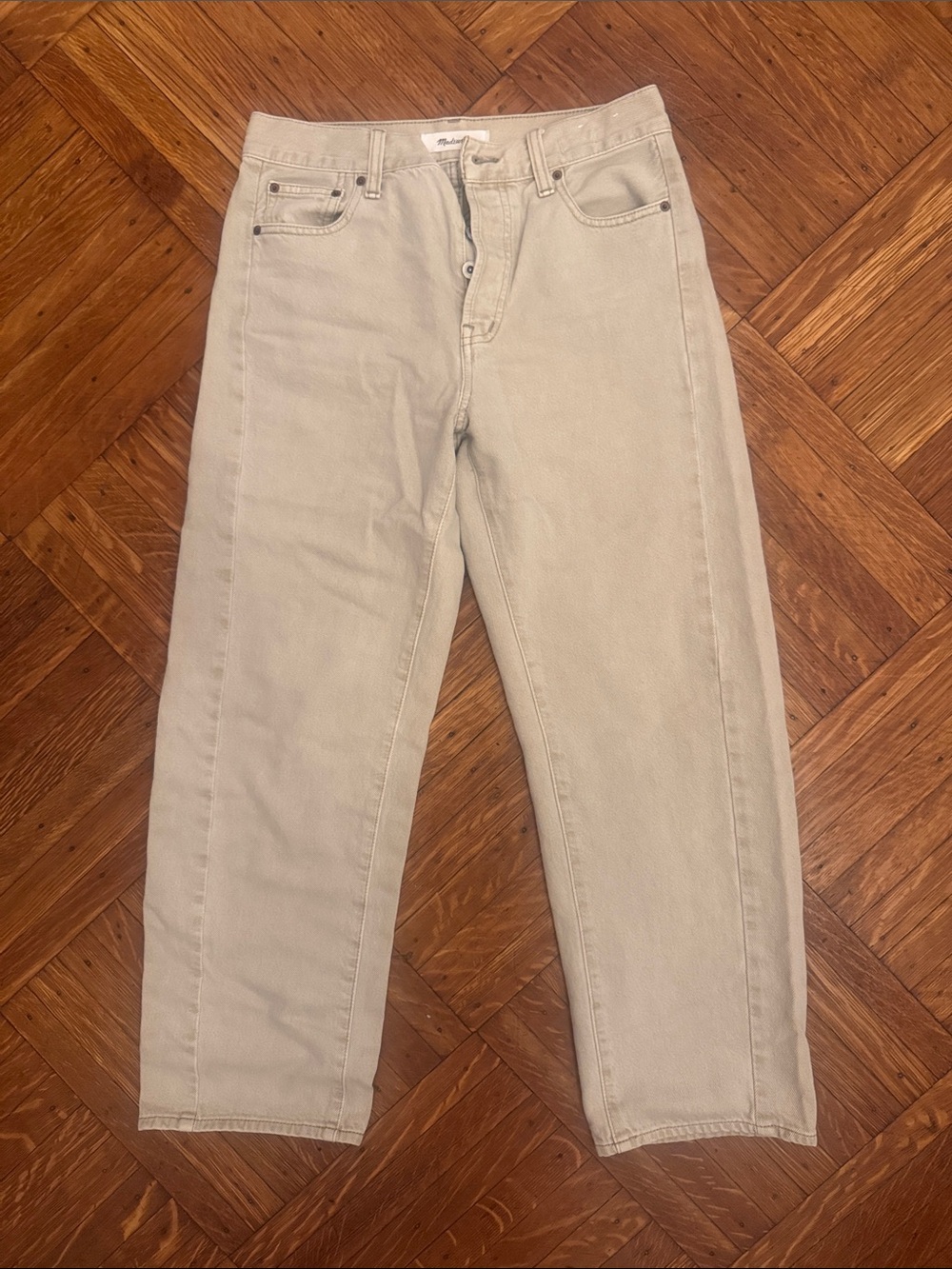 Madewell Women's pierced Barrel-Leg Jeans in Light Beige